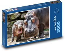 Nilpferd, Nilpferdjunges Puzzle 2000 Teile - 90 x 60 cm