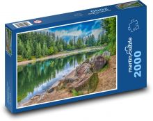 Francie, krajina, jezero Puzzle 2000 dílků - 90 x 60 cm