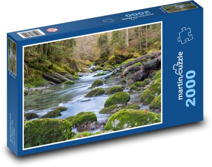 Potok, příroda, kameny - Puzzle 2000 dílků, rozměr 90x60 cm
