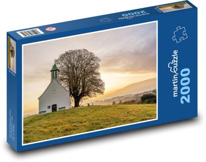 Západ slunce nad kostelem - puzzle 2000 dílků