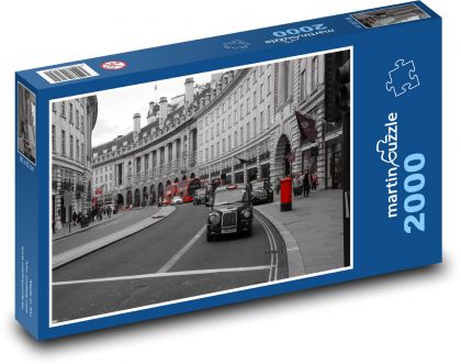 Anglie - Londýn, taxi - Puzzle 2000 dílků, rozměr 90x60 cm