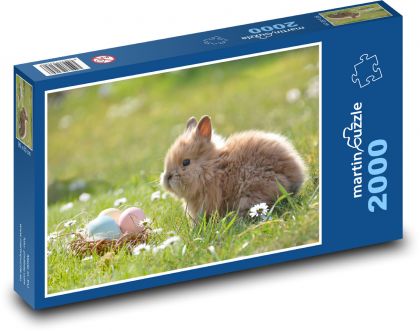 Zajíc - velikonoční zajíc, vejce - Puzzle 2000 dílků, rozměr 90x60 cm