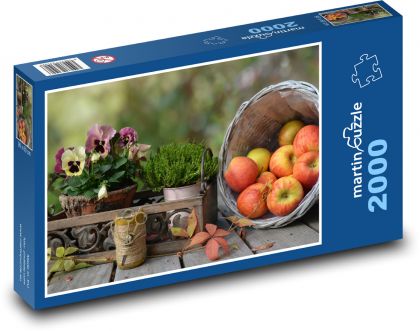 Jabłka - koszyk, jesień - Puzzle 2000 elementów, rozmiar 90x60 cm