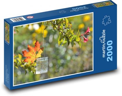 Podzim - sklenka, list - Puzzle 2000 dílků, rozměr 90x60 cm