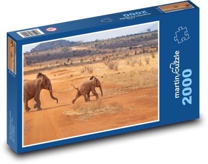 Sloni - safari, Afrika - Puzzle 2000 dílků, rozměr 90x60 cm