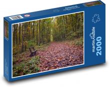 Les, lavička, jeseň Puzzle 2000 dielikov - 90 x 60 cm