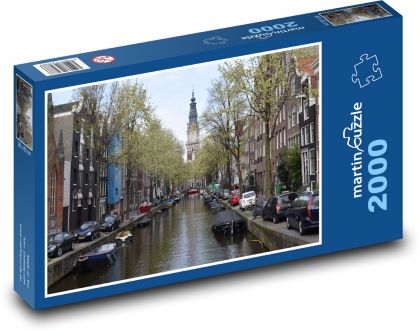 Amsterdam - kanály, Nizozemsko - Puzzle 2000 dílků, rozměr 90x60 cm
