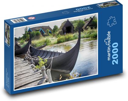 Loď - kanoe, viking - Puzzle 2000 dílků, rozměr 90x60 cm