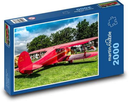 Letadlo - červený dvouplošník - Puzzle 2000 dílků, rozměr 90x60 cm