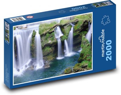 Vodopády - voda, příroda - Puzzle 2000 dílků, rozměr 90x60 cm