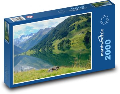 Jezero - Alpy, příroda - Puzzle 2000 dílků, rozměr 90x60 cm