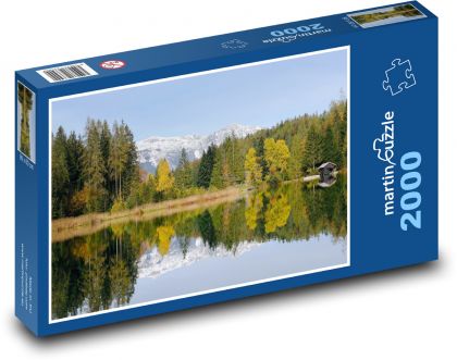 Jazero v horách - Puzzle 2000 dielikov, rozmer 90x60 cm 