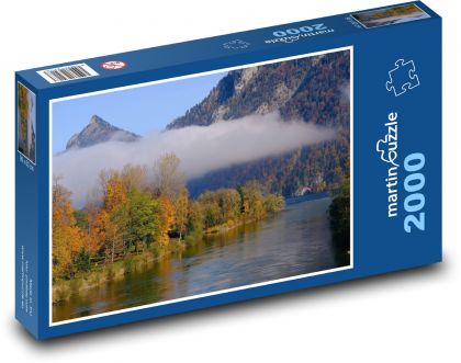 Řeka - podzimní krajina, hory - Puzzle 2000 dílků, rozměr 90x60 cm