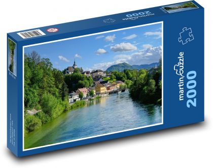 Fluss - Stadt, Natur - Puzzle - 2000 Teile