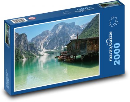 Horská chata - jazero - Puzzle 2000 dielikov, rozmer 90x60 cm 