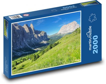 Alpy - louka, hory - Puzzle 2000 dílků, rozměr 90x60 cm