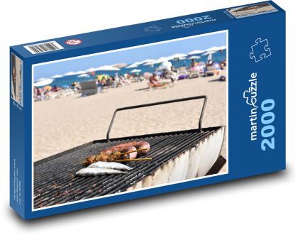 Grilování - klobása, pláž - Puzzle 2000 dílků, rozměr 90x60 cm