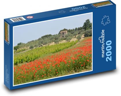 Poppy - landscape, vineyards - Puzzle 2000 pieces, size 90x60 cm 