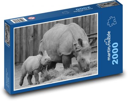 Nosorožec - mládě, zvíře - Puzzle 2000 dílků, rozměr 90x60 cm