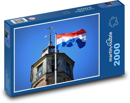 Vlajka - Nizozemí, věž - Puzzle 2000 dílků, rozměr 90x60 cm