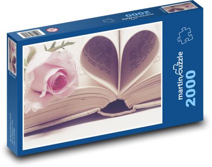 Valentýn - růže, srdce - Puzzle 2000 dílků, rozměr 90x60 cm