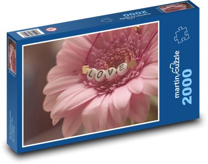 Gerbera - láska, ružová - Puzzle 2000 dielikov, rozmer 90x60 cm 
