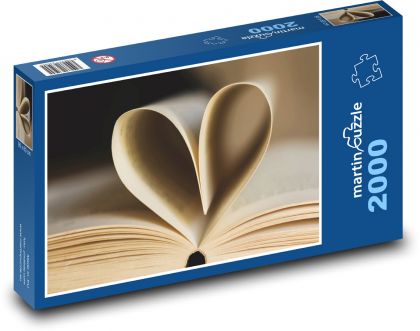 Kniha - srdce, papier - Puzzle 2000 dielikov, rozmer 90x60 cm 