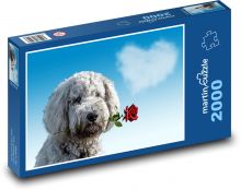 Pes - ruža. Valentín Puzzle 2000 dielikov - 90 x 60 cm