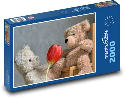 Medvídek - Valentýn, dárek - Puzzle 2000 dílků, rozměr 90x60 cm