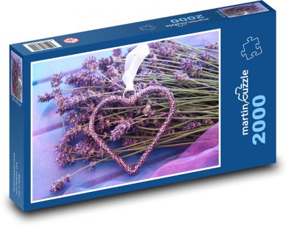 Levandule - srdce, květ - Puzzle 2000 dílků, rozměr 90x60 cm