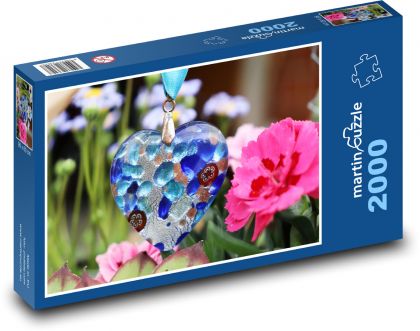 Modré srdce, romantika - Puzzle 2000 dielikov, rozmer 90x60 cm 