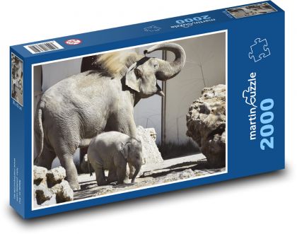 Sloník - mláďa a matka - Puzzle 2000 dielikov, rozmer 90x60 cm 