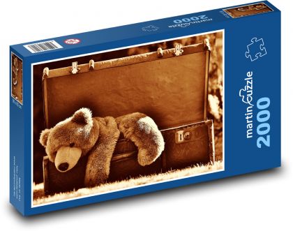 Walizka - miś - Puzzle 2000 elementów, rozmiar 90x60 cm