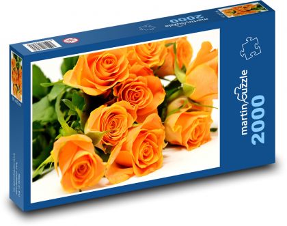 Růže - oranžová kytice - Puzzle 2000 dílků, rozměr 90x60 cm
