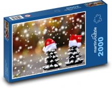 Vánoce - jedle, sníh Puzzle 2000 dílků - 90 x 60 cm