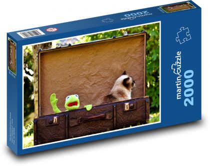 Katze, Koffer, Frosch - Puzzle - 2000 Teile