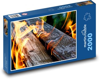 Oheň - plameny, dřevo - Puzzle 2000 dílků, rozměr 90x60 cm