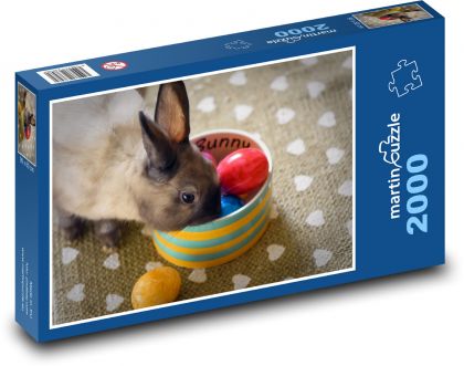 Velikonoční zajíček - zakrslý králíček - Puzzle 2000 dílků, rozměr 90x60 cm
