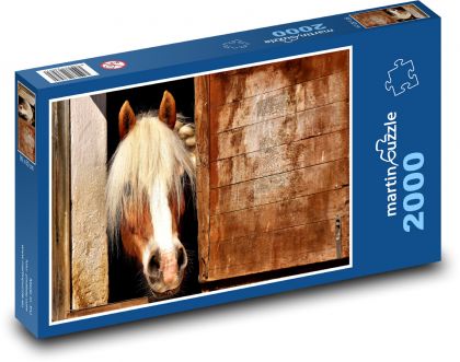 Hnedý kôň - konská stajňa - Puzzle 2000 dielikov, rozmer 90x60 cm 