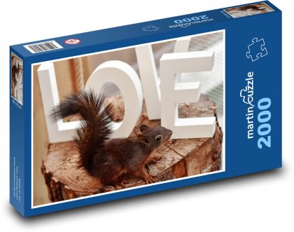 Squirrel - love, stump - Puzzle 2000 pieces, size 90x60 cm 