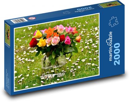 Kytice růží - dárek, květiny - Puzzle 2000 dílků, rozměr 90x60 cm