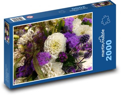 Jiřina - summer flower bouquet - Puzzle 2000 pieces, size 90x60 cm 