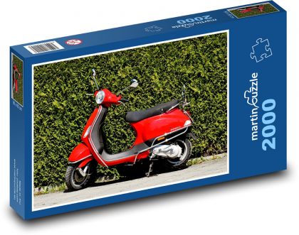 Červená vespa - moped, jízda - Puzzle 2000 dílků, rozměr 90x60 cm