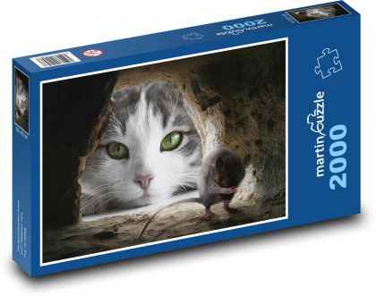 Kočka - myš, lov - puzzle 2000 dílků