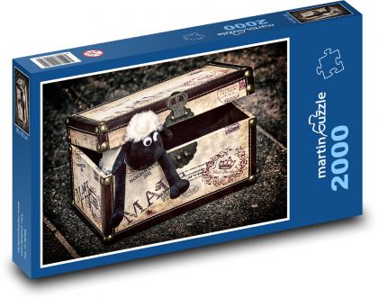 Plyšová ovce - kufr, dekorace - Puzzle 2000 dílků, rozměr 90x60 cm