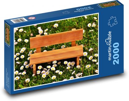 Lavička - lúka, tráva - Puzzle 2000 dielikov, rozmer 90x60 cm 