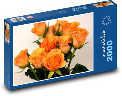 Oranžové ruže - kvet, darček - Puzzle 2000 dielikov, rozmer 90x60 cm 
