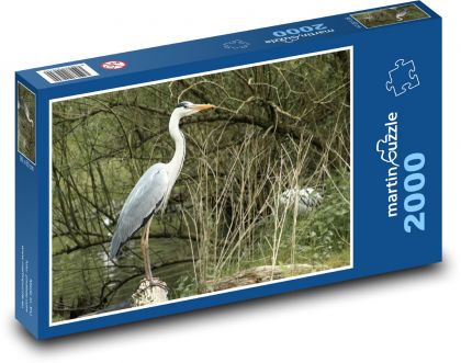 Czapla Siwa - ptak wodny, zwierzę - Puzzle 2000 elementów, rozmiar 90x60 cm