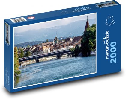 Solothurn - Švýcarsko, vlak - Puzzle 2000 dílků, rozměr 90x60 cm