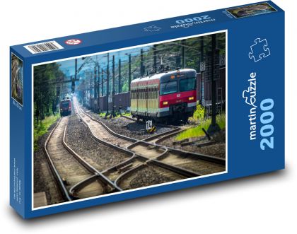 Železnice - vlak, koleje - Puzzle 2000 dílků, rozměr 90x60 cm